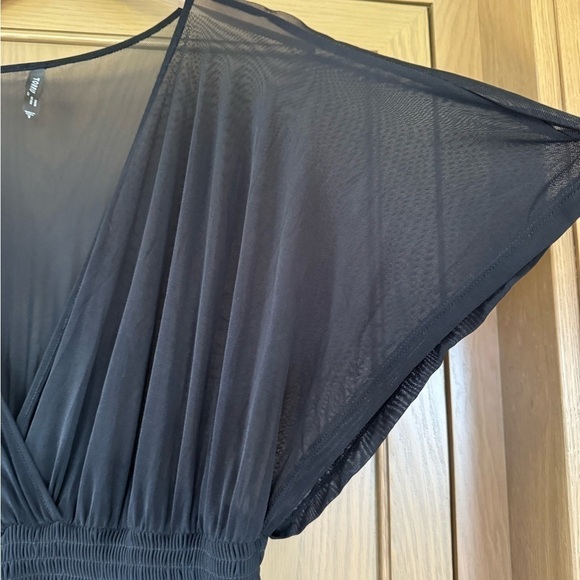 Torrid Sheer Black V-Neck Elastic Waist Dress/Cover Up - size 1 - Picture 8 of 11